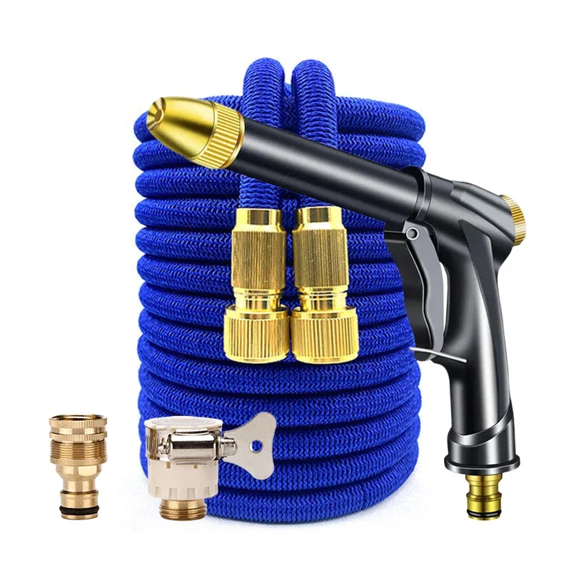 Expandable Double Metal Connector High Pressure Garden Water Hose Pvc Reel Magic Water Pipes for Garden Farm Irrigation Car Wash