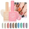 JR 6pcs 15ml gel nail polish set Including Red Pink Nude Gel Polish Kit UV LED Soak Off Polish Home DIY top coat base coat gifts 6