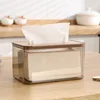 Plastic Tissue Box Wooden Lid Round/Square Napkin Holder Container Wet Tissue Paper Dispenser Case Modern Home Car Organizer 4