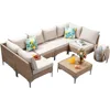 w/Coffee Table,All-Weather Outdoor Sofa with Thick and Anti-Slip Cushions for Deck, Garden Sofas 3
