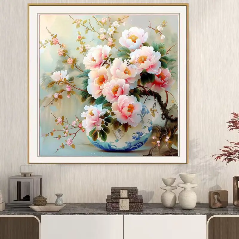 11CT Vase Flowers Needlework Printed Cross stitch Sets Embroidery kit Full Cross-Stitching 50X50cm