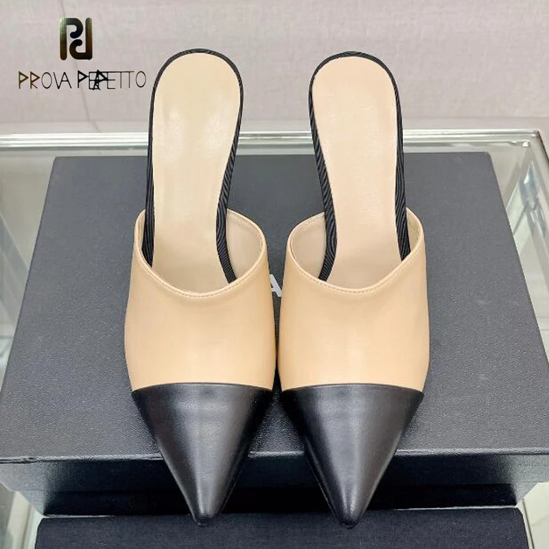 

Pearl Heel High Heels Ladies Slipper Shoe Pointed Toe Thin Heel Sexy Dress Shoes 2023 Luxury Color Match Runway Mules Slip on