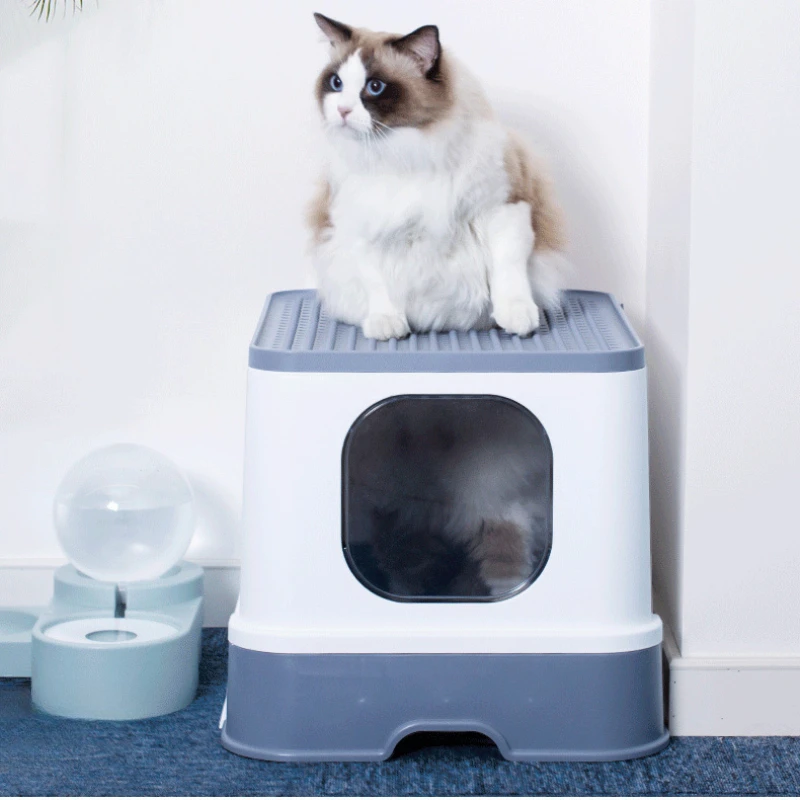 

Enclosed Top Entry Cat Bedpans Drawer Portable Leak Proof Cat Bedpans Clean Deodorization Katzen Toilette Pet Products WZ50CB