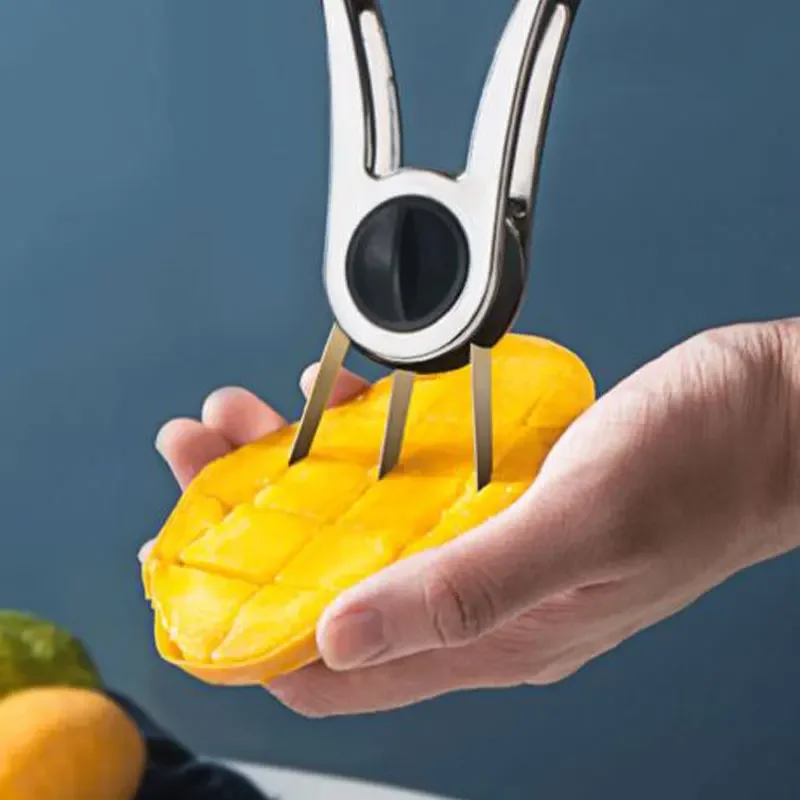 1Pcs Mango Splitter Fruit Peeler Mango Cutting Knife Stainless Steel Fruit Peeling Tool Coring Diced Kitchen Supplies