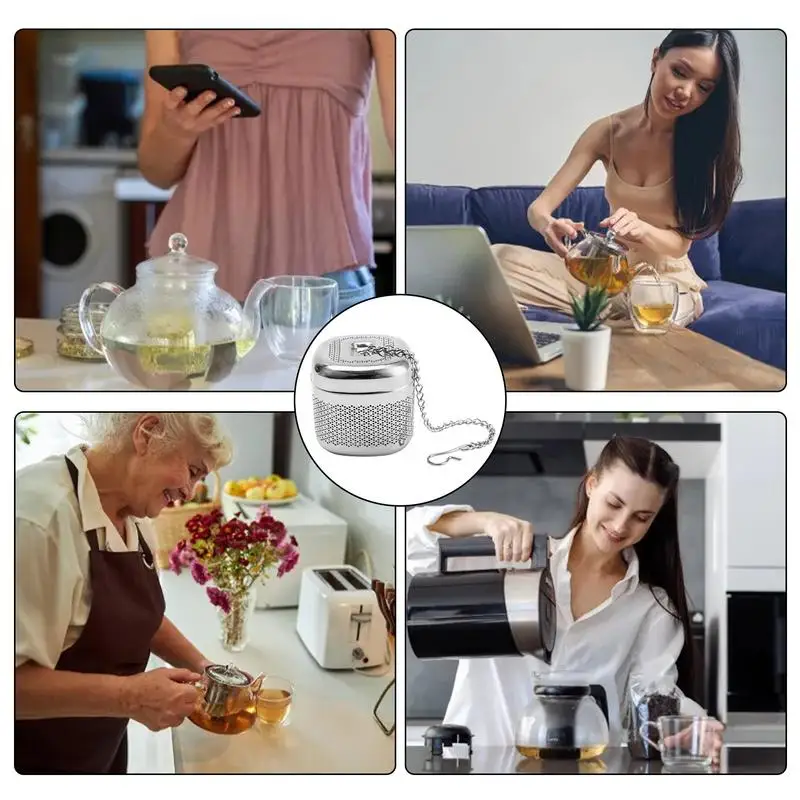 Tea Infuser Tea Filter Square Shape Fine Mesh Retractable Chain Design for Loose Strainers