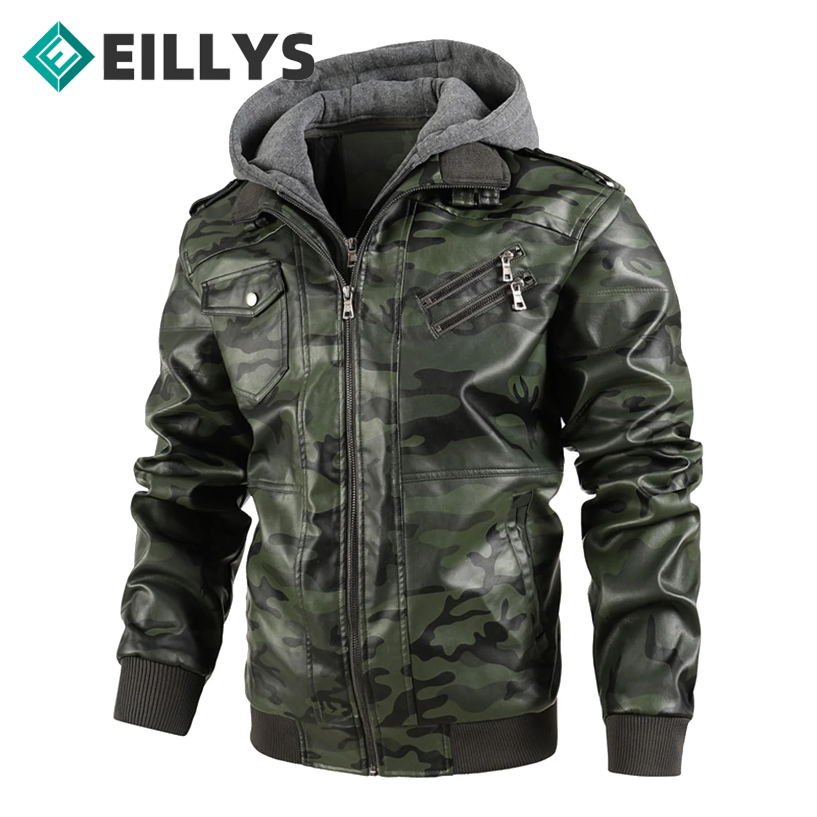 male winter warm coat streetwear Men vintage Leather Jacket Men Motorcycle Hooded winter coat