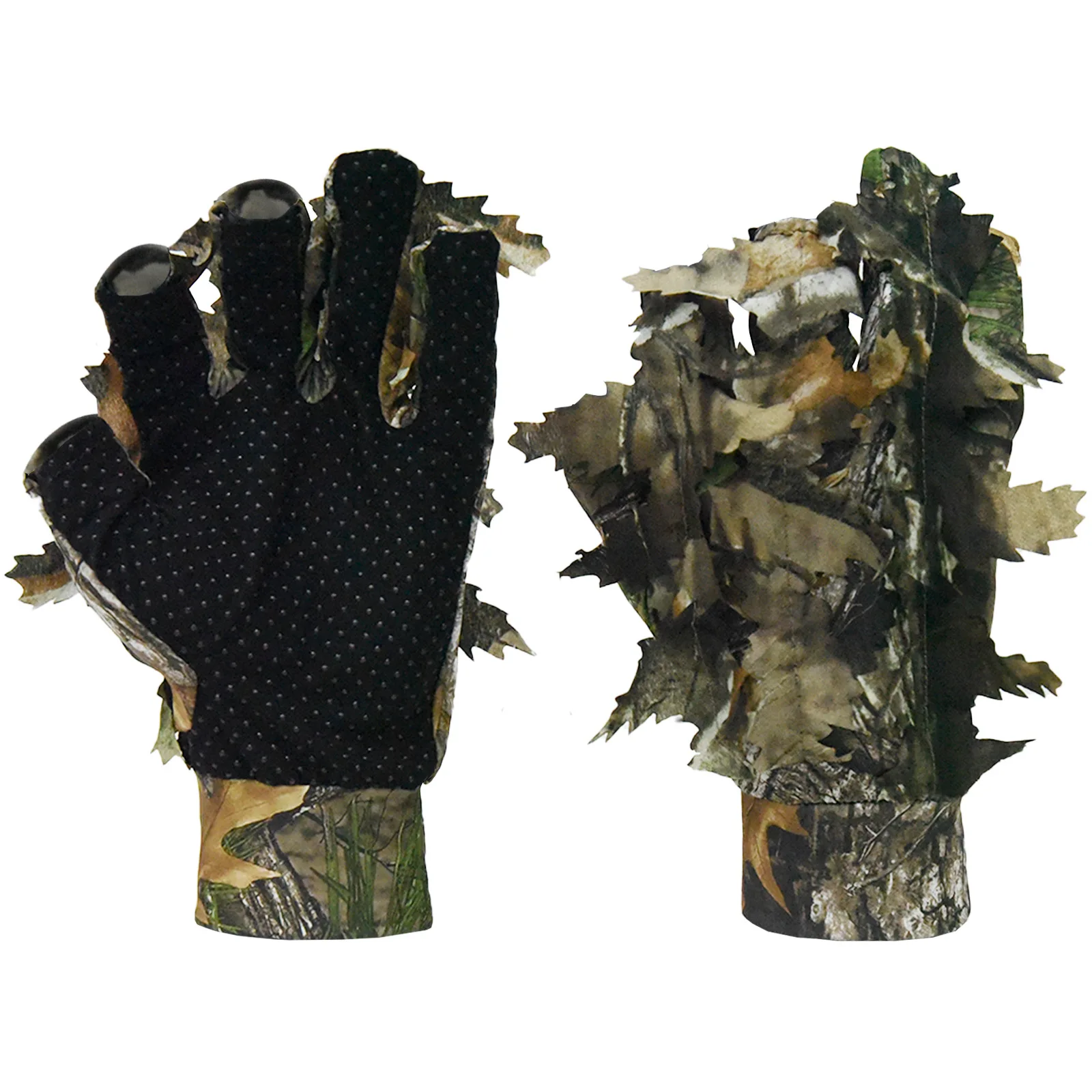 LOOGU Leafy Camo Hunting Gloves &ndash; Non-Slip Lightweight for Birdwatching, Photography & Outdoor Activities (Breathable Design)