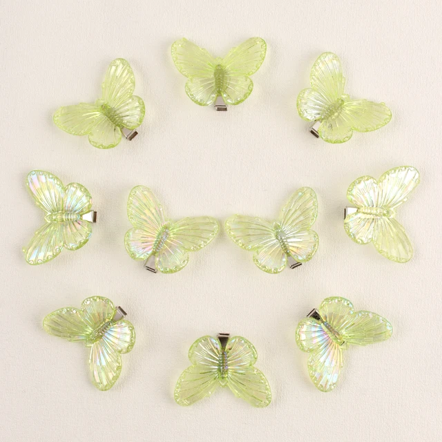 10PCS Fashion Butterfly Hair Clips for Women Girls Wedding Photography Head Clips Hairpin Hairgrips Decoration Hair Accessories Acrylic green