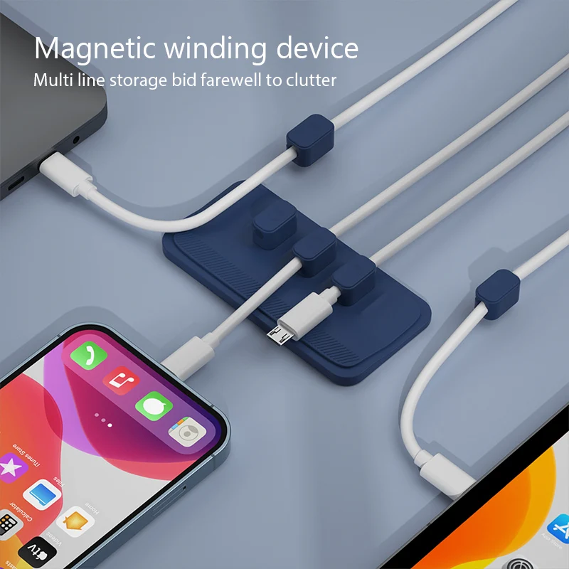 Data Wires Organizer Desktop Magnetic Cable Clip Protector Cord Winder Row Plug Self-Adhesive Fixed USB Charging Line Holder cable organizer