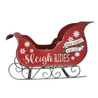 Merry Christmas Red Sledge Metal Sleigh Christmas Craft Supplies Indoor Decoration 2023 New Year Gift Party Decoration