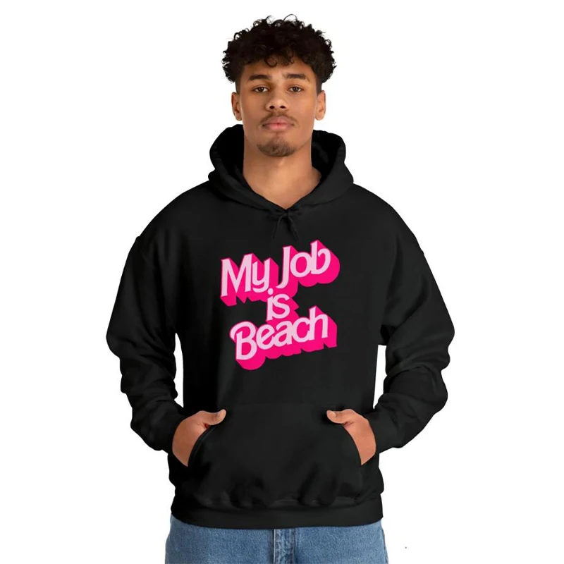 

Мужские и женские толстовки с капюшоном My work Is Beach, модные толстовки с буквенным графическим принтом, Повседневная Уличная одежда в стиле Харадзюку, пуловеры большого размера с капюшоном