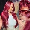 99j Burgundy 13x6 Hd Lace Frontal Human Hair Wigs Transparent Colored Body Wave Red Lace Front Wig 4x4 5x5 Closure Wig For Women 2