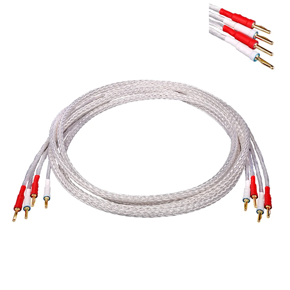 

AVPLAY AV-0803 Top Class Hiend HiFi Audiophile Biwired Speaker Cable OFC Cooper Core Sliver Cover Plug Plated Gold Jumper Cable