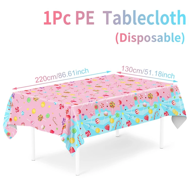 1pc Colorful Candy Themed Plastic Tablecloth for Birthdays Weddings Holidays Valentine’s Day Decorations Baby Shower Decoration