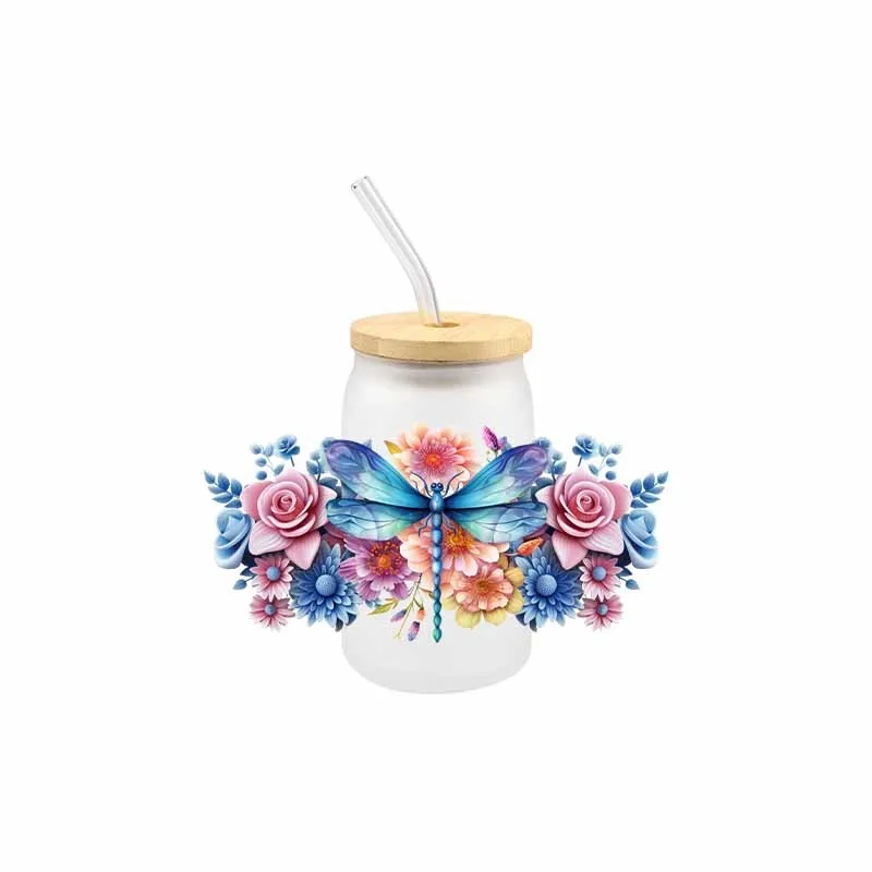 Dragonfly 3D UV DTF Transfer Sticker For Wraps Cup High Quality Waterproof DIY Sticker Libbey Glass Cup