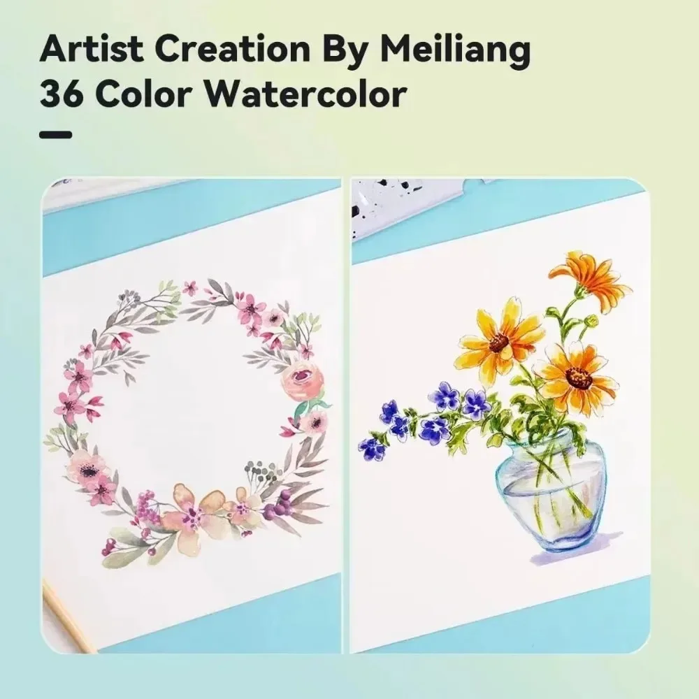MeiLiang Watercolor Paint Set 36 Vivid Colors in Pocket Box with Metal Ring and Watercolor Brush Perfect for Students Beginne