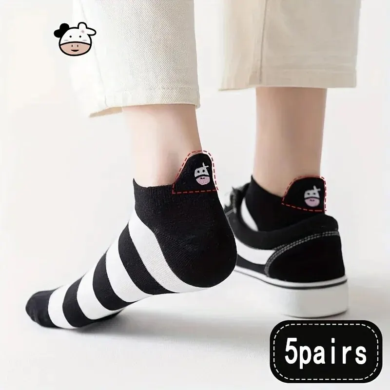 womens socks Womens Socks Cow Pattern Short Socks 10 Pairs