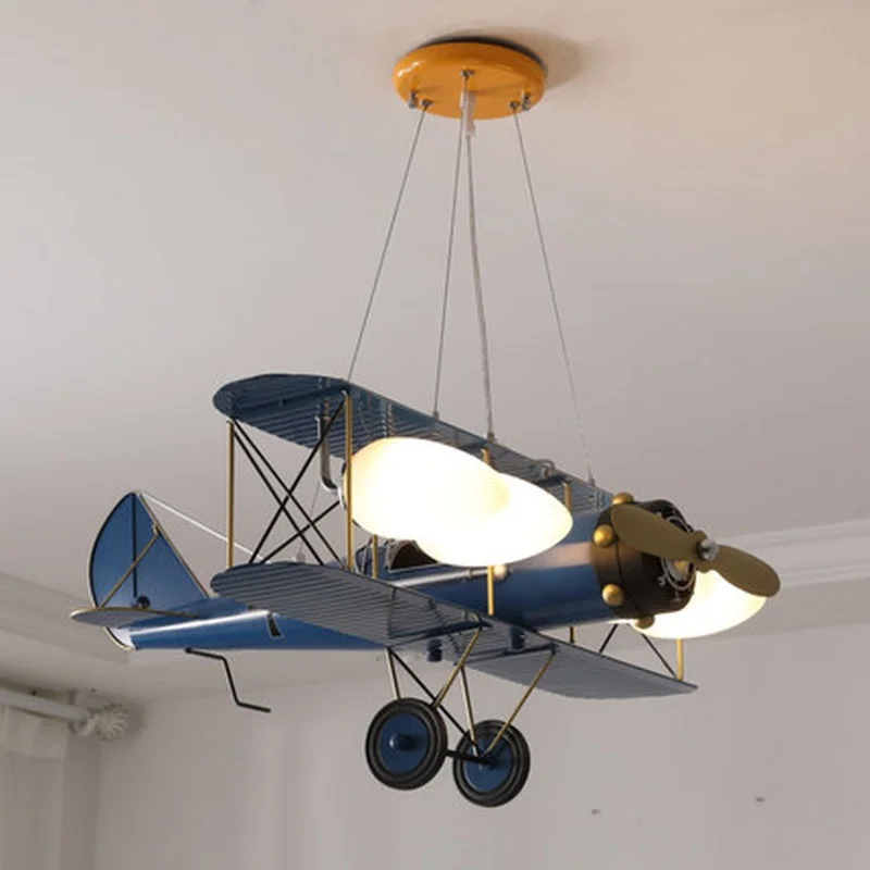 

Art Deco toy plane LED Pendant Lights dreamy children's room cord pendant lamp Novelty iron cartoon indoor lighting bedroom lamp