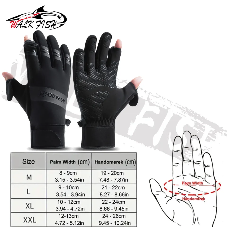 WALK FISH Winter Fishing Gloves Water Repellent Running Driving Anti-Slip Cold Weather Touchscreen Warm Bike Cycling Glove Men cycling gloves,fishing gloves