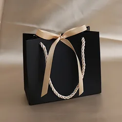 Elegant Reusable Paper Gift Bags with Handles - Decorative Bow Design - 50pcs (2)