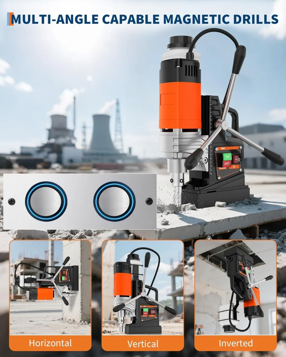 1650W Magnetic Drill Press, 40mm Boring Diameter, 810 RPM Electric Drilling Machine for Metal, Industrial & Home Use