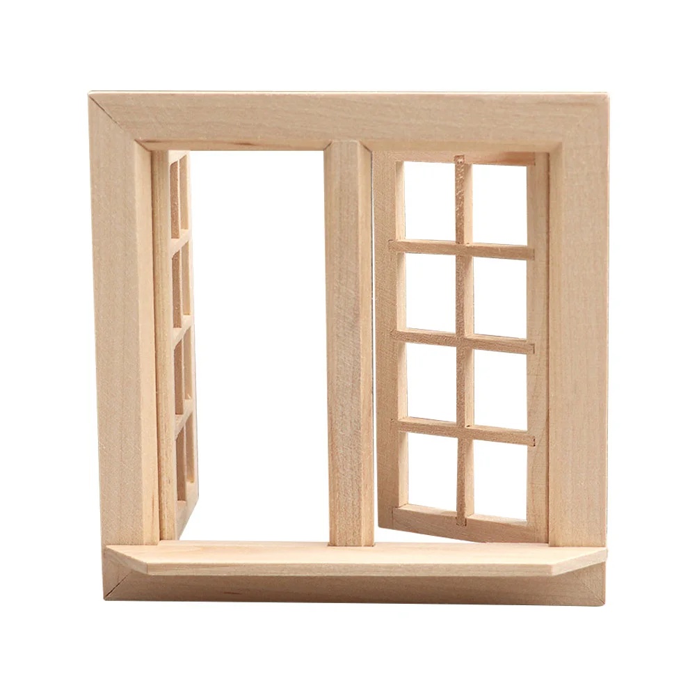 Dollhouse Window Miniature Furniture Windows Door Wood Frame Gnome Accessories Fairy Landscape Micro Model Mini Shutters