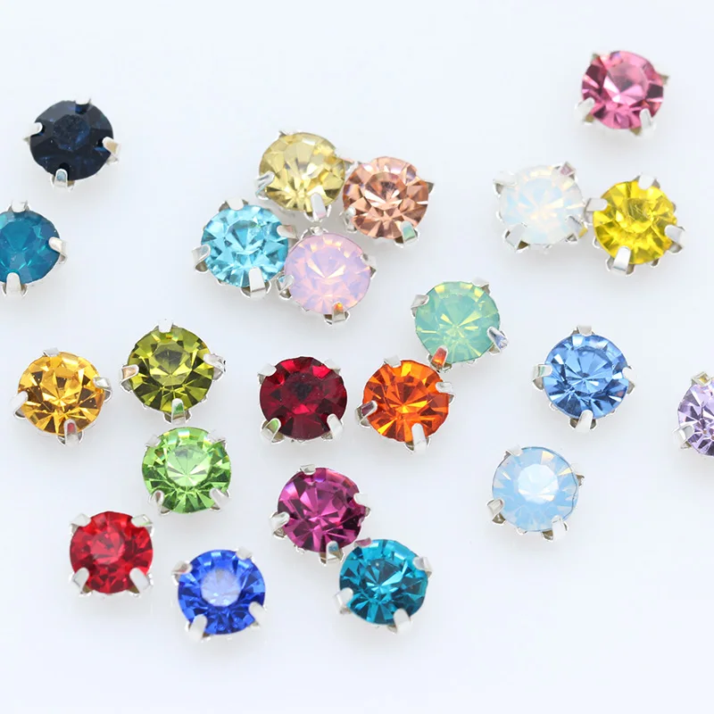 5-13MM 24 colori cucire su gocce d'acqua strass cristallo argento artiglio pulsante a goccia per gioielli/abo da sposa borse scarpe fai da te trim  15