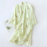 Japanese-style kimono pajamas summer new 100% cotton gauze pajamas nightgown ladies SPA yukata homewear long pajamas women - Image 3