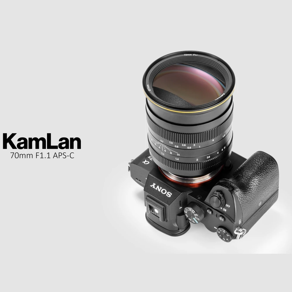 Kamlan-手動フォーカスレンズf1.1,APS-C,大きな口径70mm,canon EOS-M/ Sony e/Fuji  x/m43,ミラーレスカメラ用