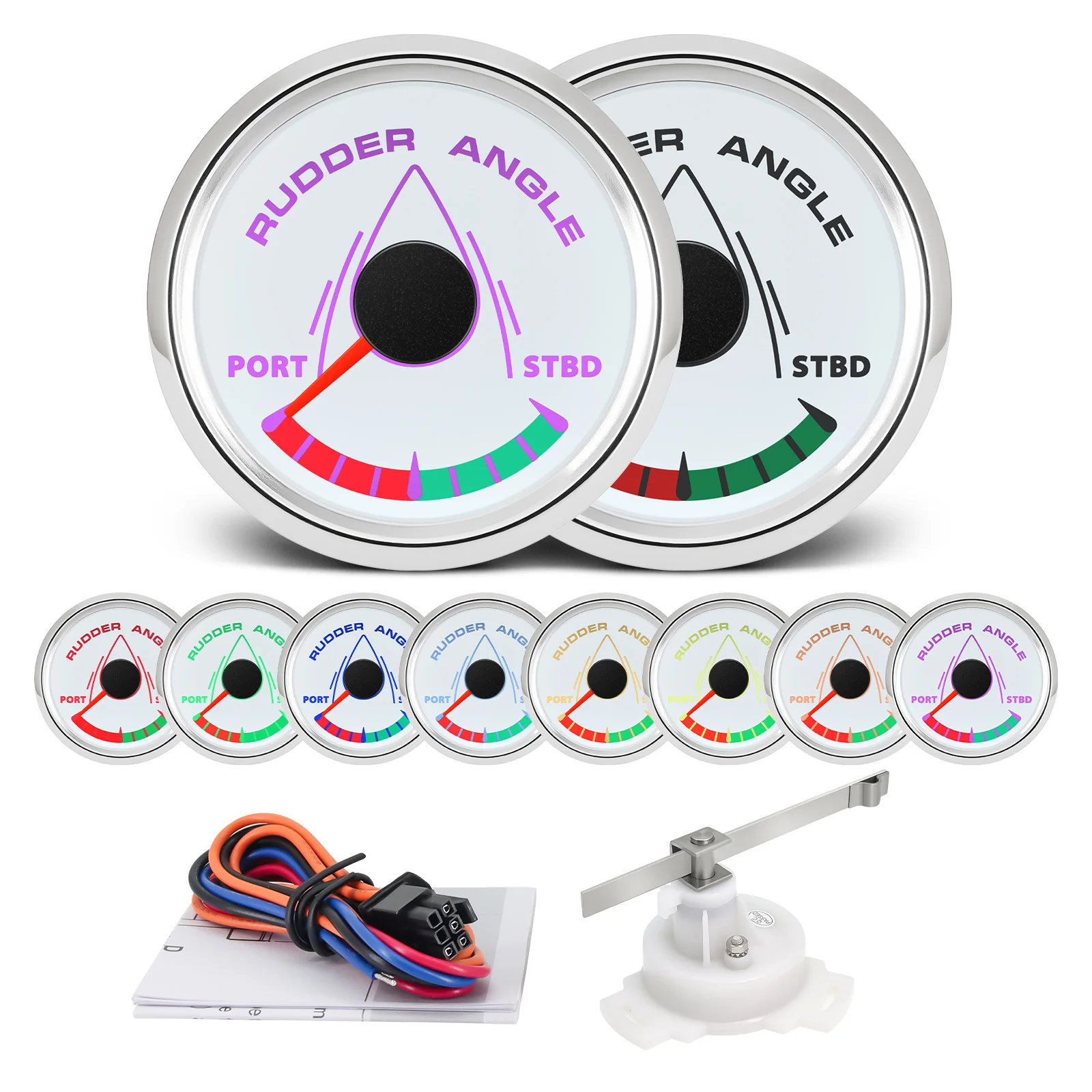 ZMFJH 52mm 해양 러더 위치 표시기 방수 8색 백라이트 0-190 옴 러더 매칭 센서 해양 요트용