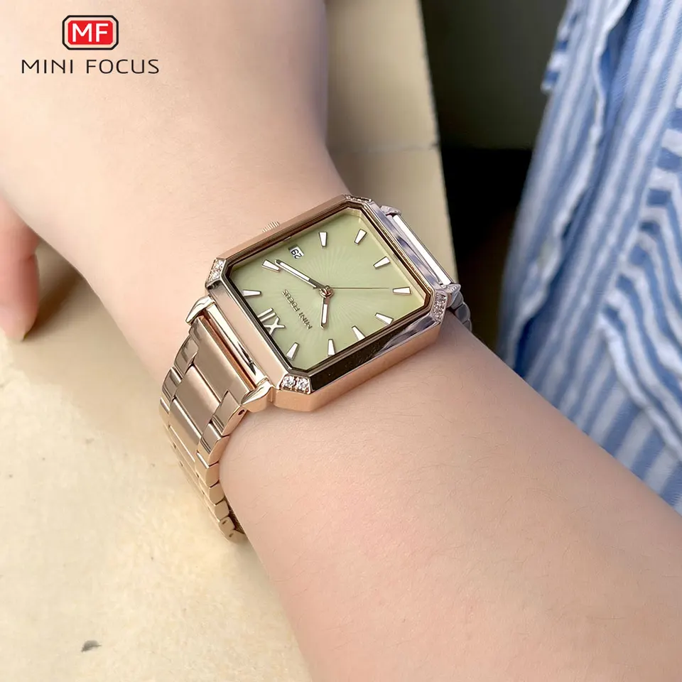OIDEA Orologio analogico Quadrato Uomo: Orologi da Vestire Calendario Impermeabile per Cavaliere Puntatore Luminoso Cinturino in Acciaio Inox Rimovibile - per Tempo Libero Business Regali, oro