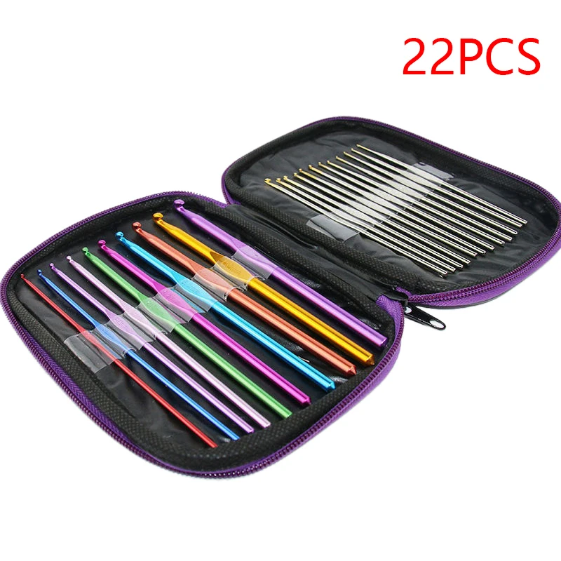 Crochet Hooks Kits with Storage Bag Soft Handle Crochet Needles Yarn Weave Knitting Needles Set DIY Weaving Tool 1set