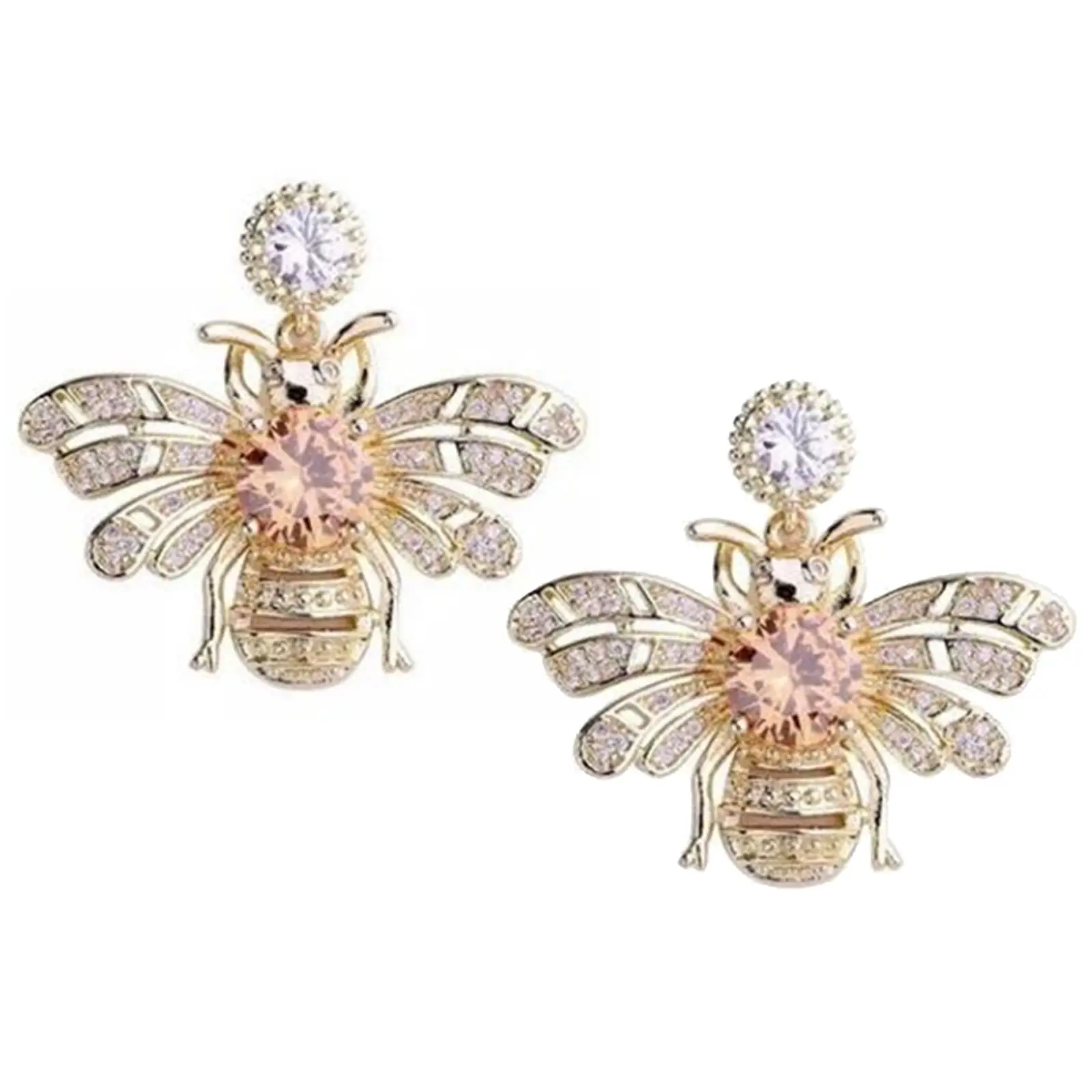 Rhinestone Bee Earrings Simple Exquisite Valentines Day Gifts Decor Trendy Jewelry for Holiday Halloween Party Wedding Prom