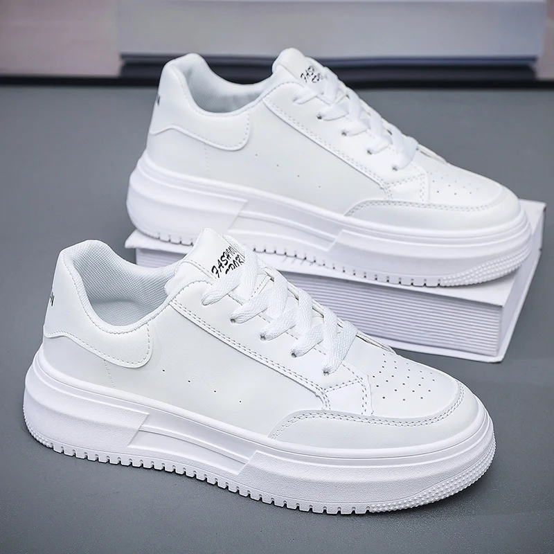 

Men's Sports Shoes Elastic Laces Sneakers Round Toe White Platform Walking Outdoor Footwear Non-slip Wear-Resistant Water Proof