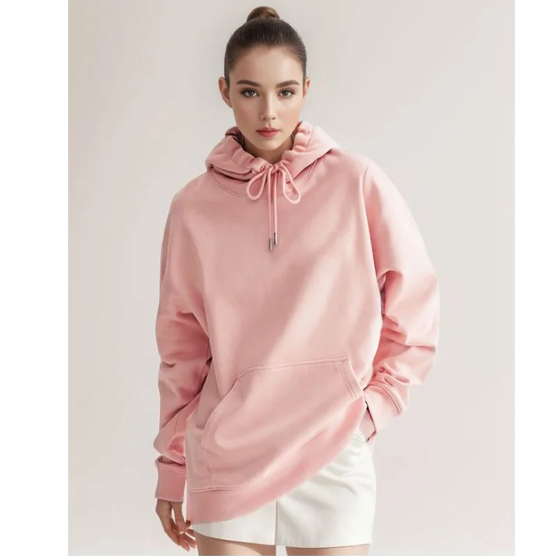 300g Mens Autumn Hooded Hoodies Thicker Cotton Solid Beige Jumper Tops Customized 3D Puff Print Hoody Oversized Pullovers Unisex