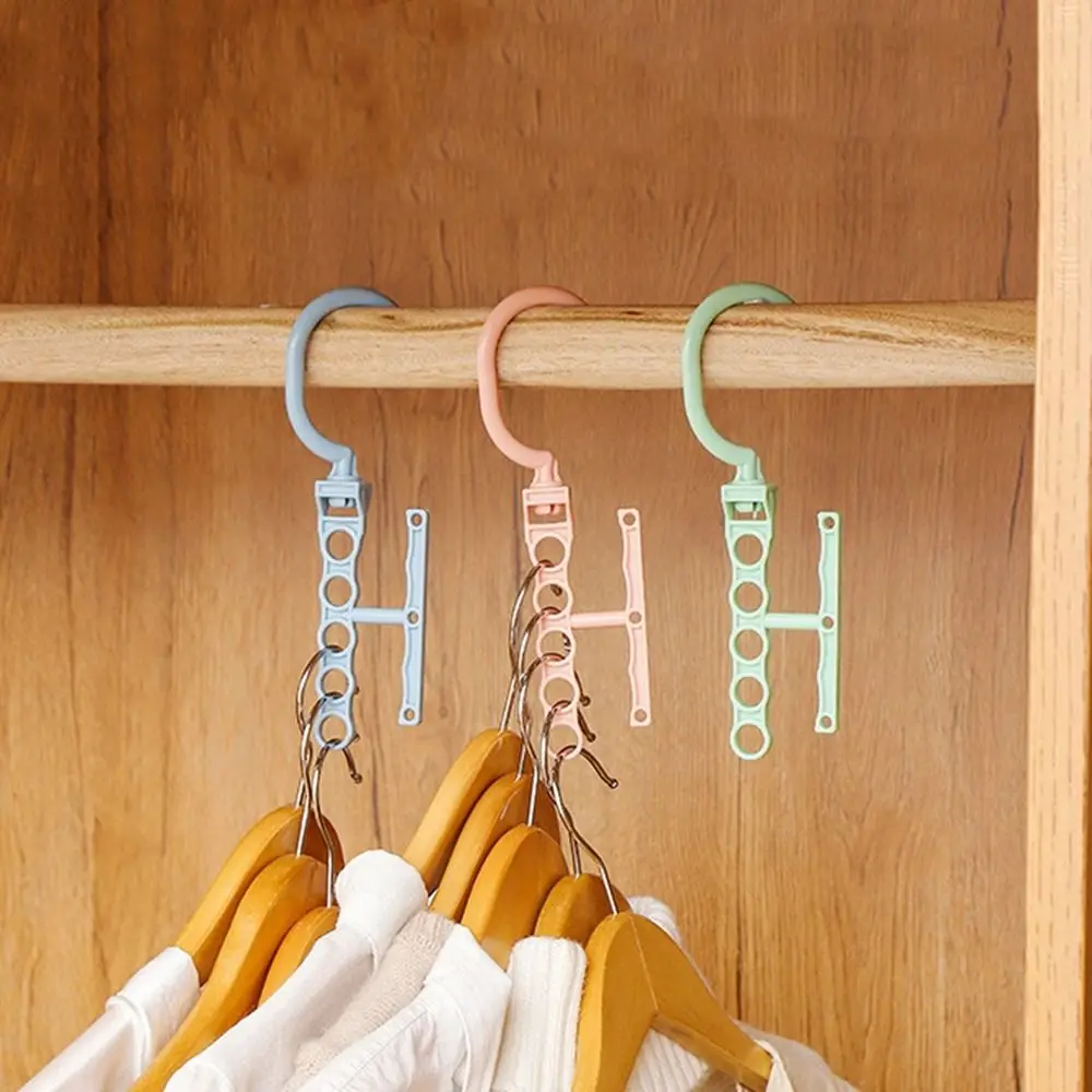 

Non-slip 5-hole Hanger With Handle Rotating Windproof Clothes Drying Hanger Space Saving Plastic Sorting Drying Hangers Bedroom