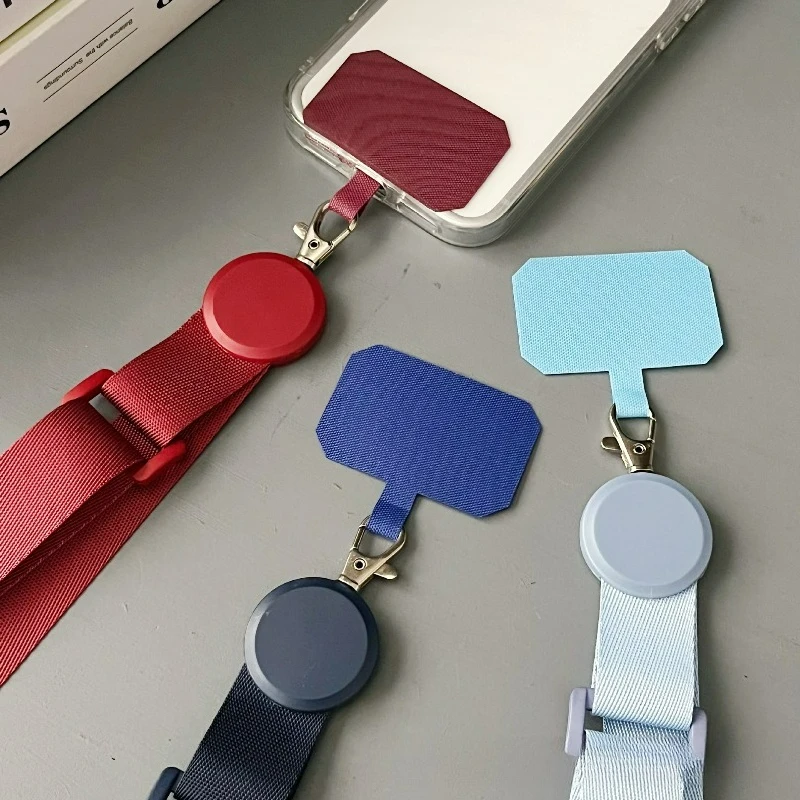 Solid Color Adjustable Crossbody Phone Lanyard with Wide Anti-Loss Strap