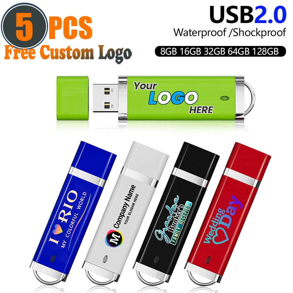 5개/세트 다채로운 로고 펜 드라이브 8GB USB 플래시 드라이브 16G 블루 펜 드라이브 4G U 스틱 2.0 플래시 디스크 방수 펜드라이브