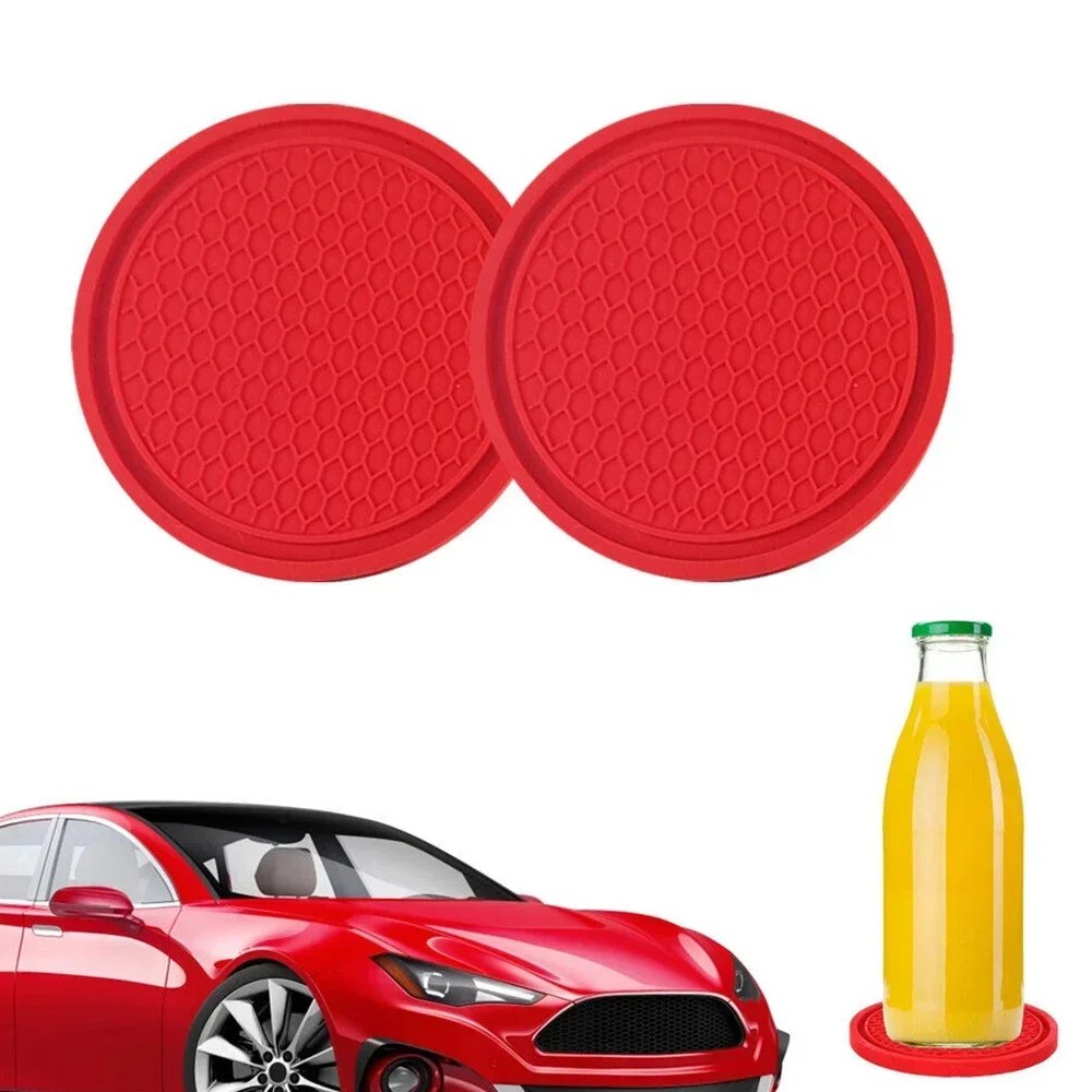 2Pcs Red Silicone Car Cup Holder Anti-Slip Insert Coasters Pads Mats Universal Auto Interior Accessories for Car Home cup holder coasters cup holder inserts cup holder insert