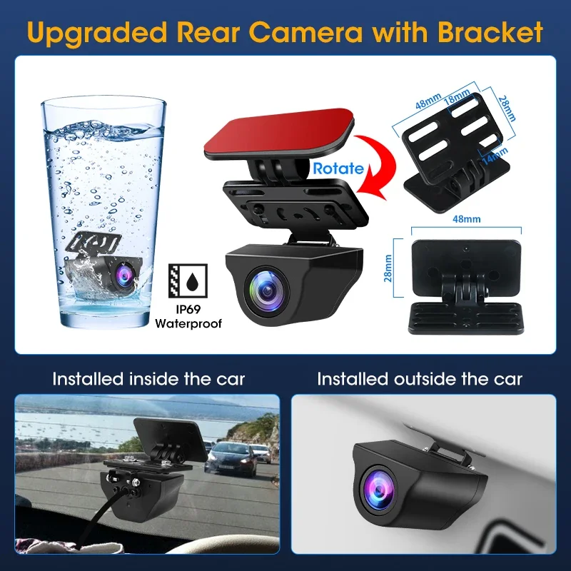 Jansite Mini Dash cam 4K Car DVR 2160P+1080P Front Camera Dual Lens Dashcam Time-lapse Video Sony IMX307 Registrar 24H Recording