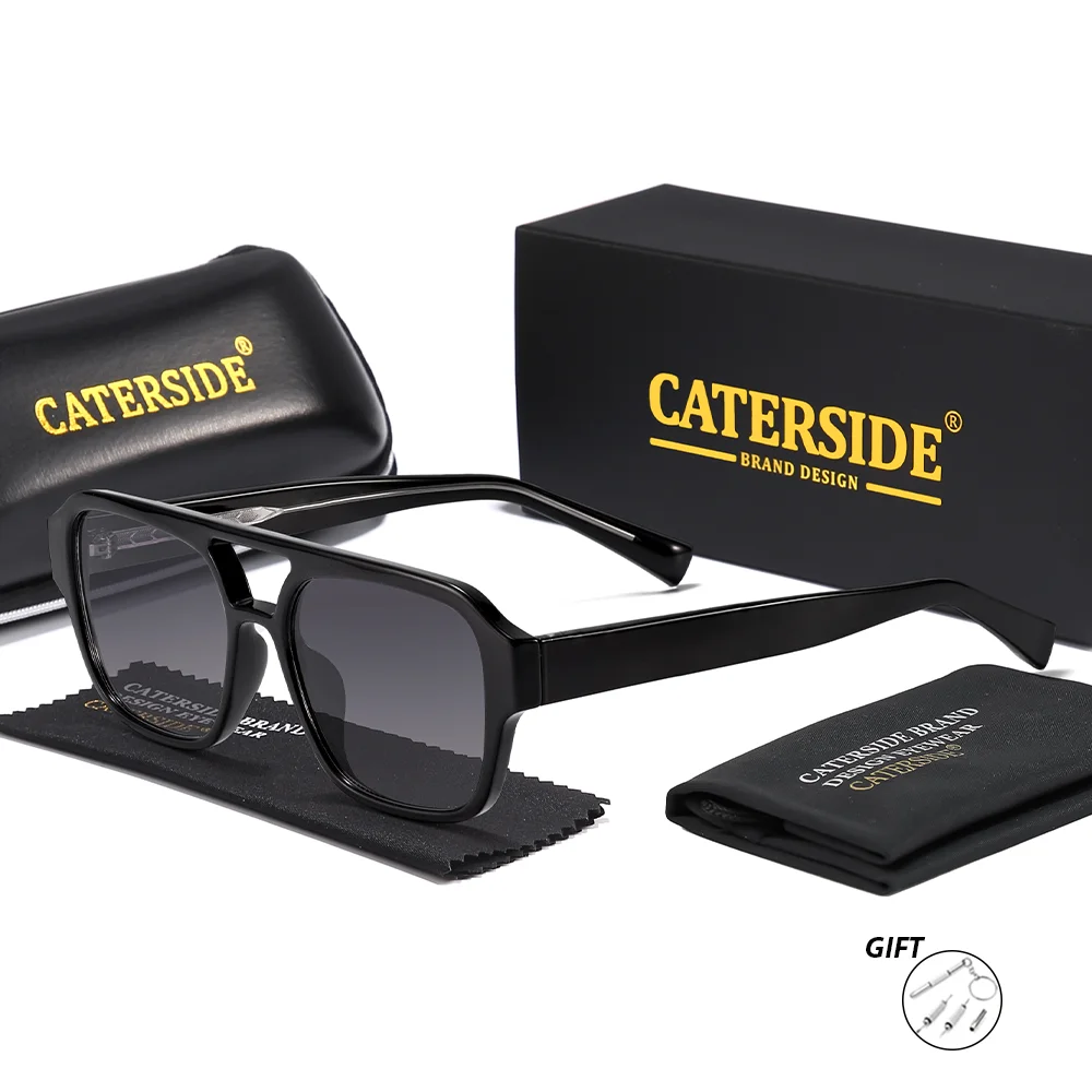CATERSIDE Retro Männer Optische Sonnenbrille Flache Oberseite Doppel Brücken Rezept Brillen Frauen Myopie Ätherische Geschenke Gläser UV400 – Detail 14