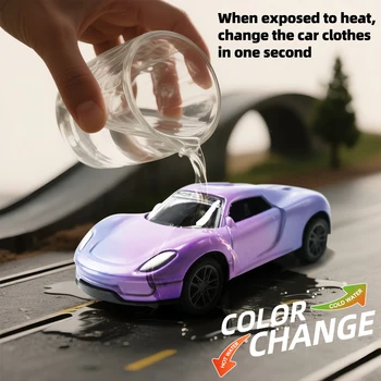Mini Car Inertia Pull Back 1:64 Alloy Racing Toy with Temperature Sensitive Color Changing Magic Crash-Resistant Fun Gift 1