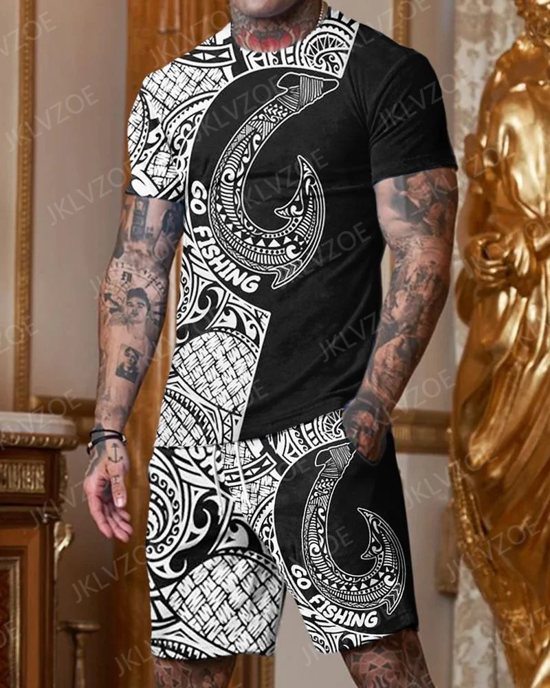 Men's Luxury T-Shirt Shorts Set 2 Piece Summer Casual Tracksuit Oversized Streetwear Fashion Outfit Male Jogging Suit Clothing