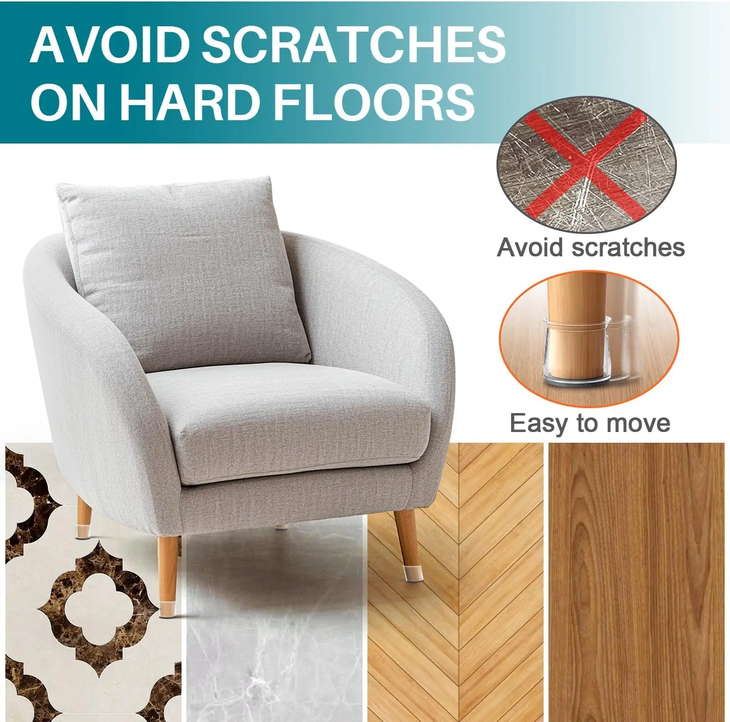 28 Pcs Chair Leg Floor Protectors for Hardwood Floors, Silicone