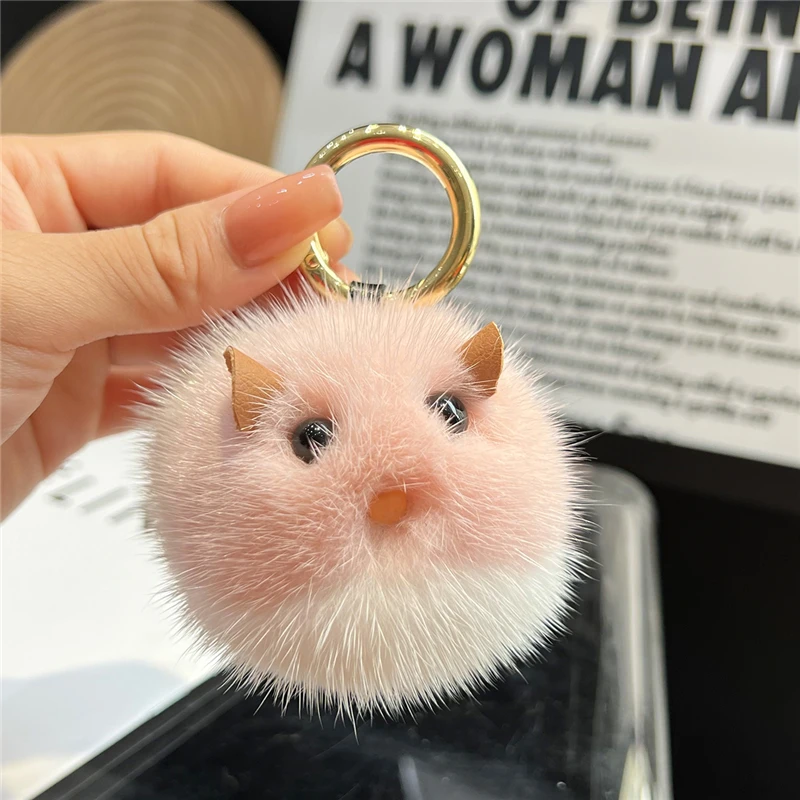 Luxury Real Mink Fur Little Mouse Charm Keychain Women Plush Cute Pendant  Handbag Ornaments Toys Doll Car Keyrings Emo Gifts - AliExpress