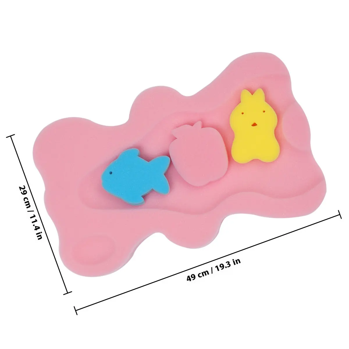1 pezzo di tappetino da bagno per bambini, in spugna, antiscivolo, leggero, ad asciugatura rapida, morbido e confortevole per il bagno dei neonati, supporto per testa, collo e schiena, colore rosa - immagine 2