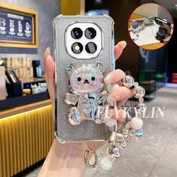 Bear Holder with Bead Bracelet Anti - Drop Protective Soft Shell Case - Redmi Note 14Pro 5G (1)
