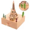 Wooden Music Box Eiffel Tower Shape Creative Design Soothing Melodies Gifts For Women Child Birthday Valentine Home Decor 3
