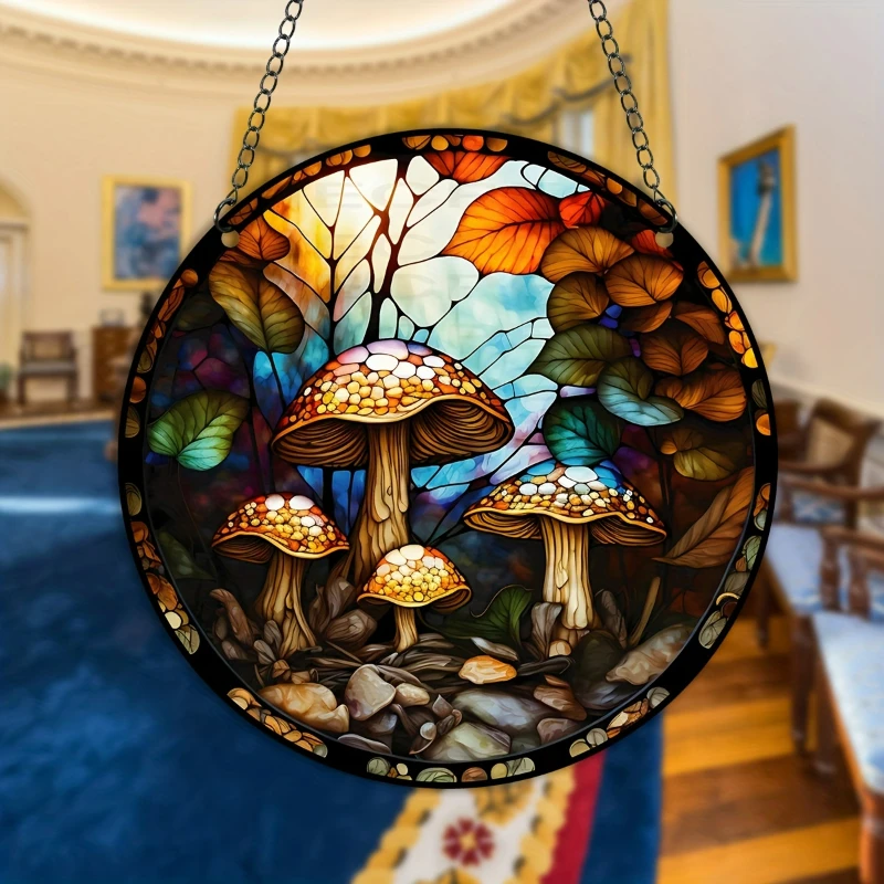 3D Mushroom Stained Window Hanging Home Decor Suncatcher Acrylic