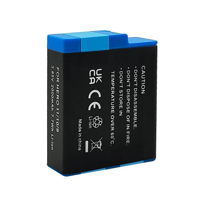 Batterie GoPro Hero 12 11 10 9 2000mAh avec étui de charge